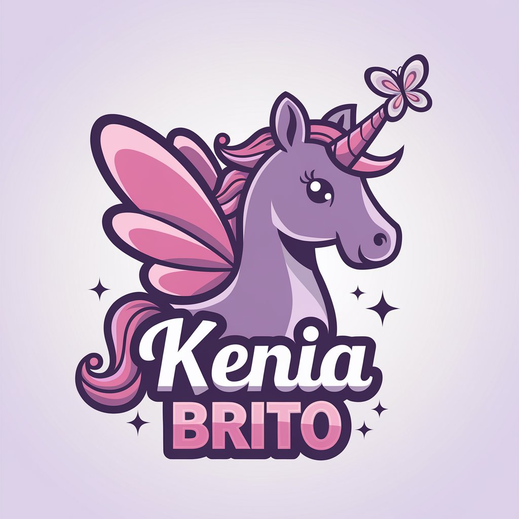 LOGO Design for Kenia Brito Playful Butterfly Unicorn in Purple and Pink for YouTube Channel