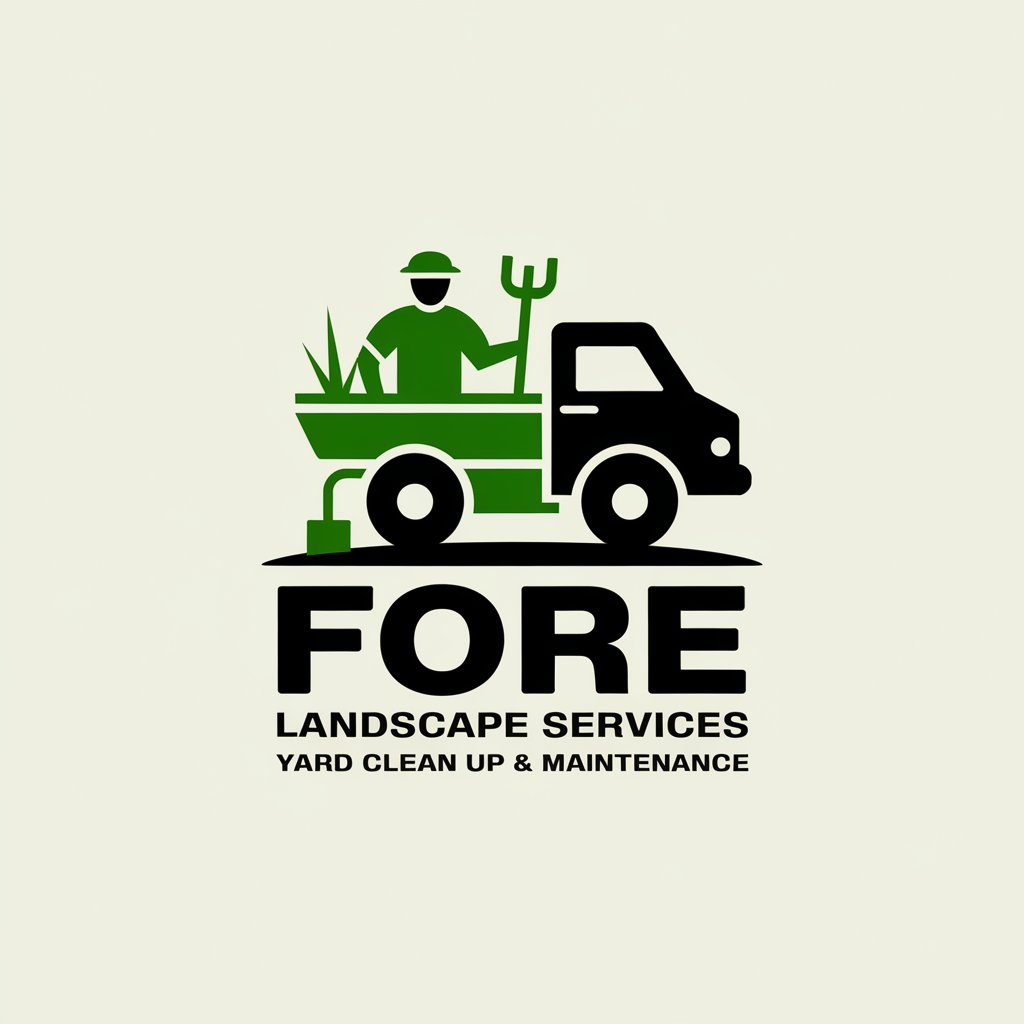 LOGO Design for Fore Landscape Services Yard Clean Up Maintenance with Landscaper Truck and Yard Tools Theme