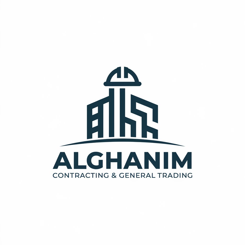 LOGO Design for Alghanim Contracting General Trading Modern Clear Background with Contracting Real Estate Symbolism