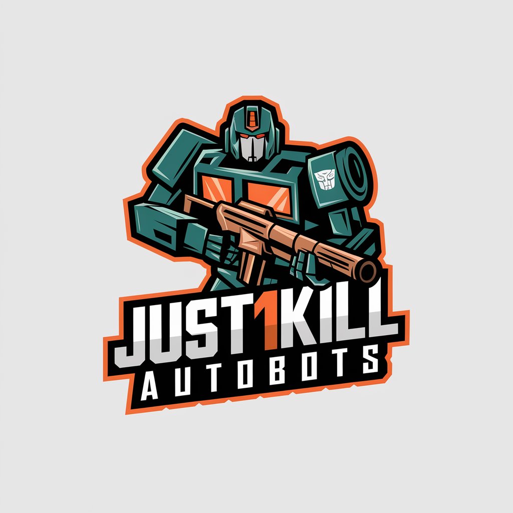 LOGO Design for Just1Kill AutoBots Vector Design with Auto Bots Symbol and Clear Background