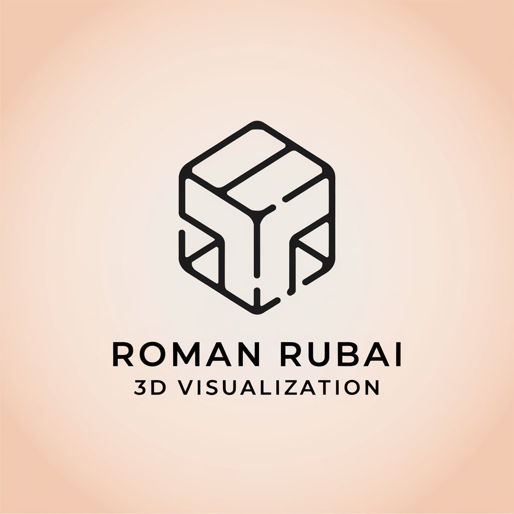 LOGO Design for Roman Rubai 3D Visualization with Cube Symbol in Minimalistic Style and Orange Background