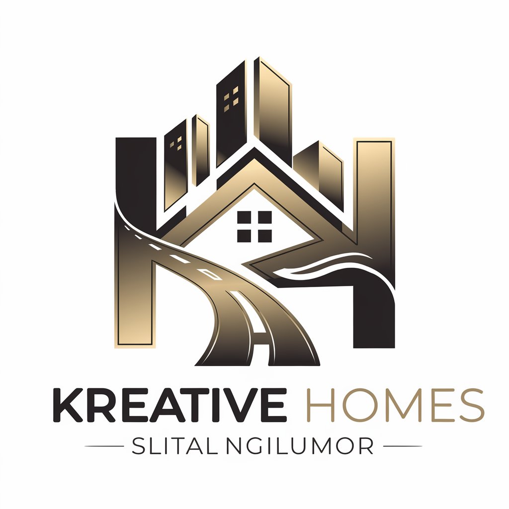 LOGO Design for KREATIVE HOMES Modern Gold House High Rise Buildings with Curvy Road Theme