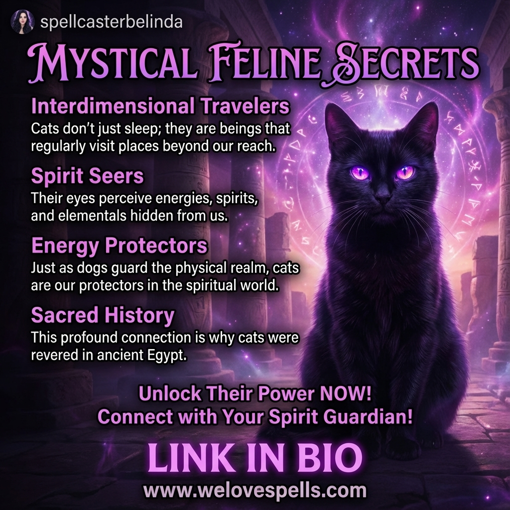 Sacred black cat with mystical energy for Samhain rituals and magickal protection