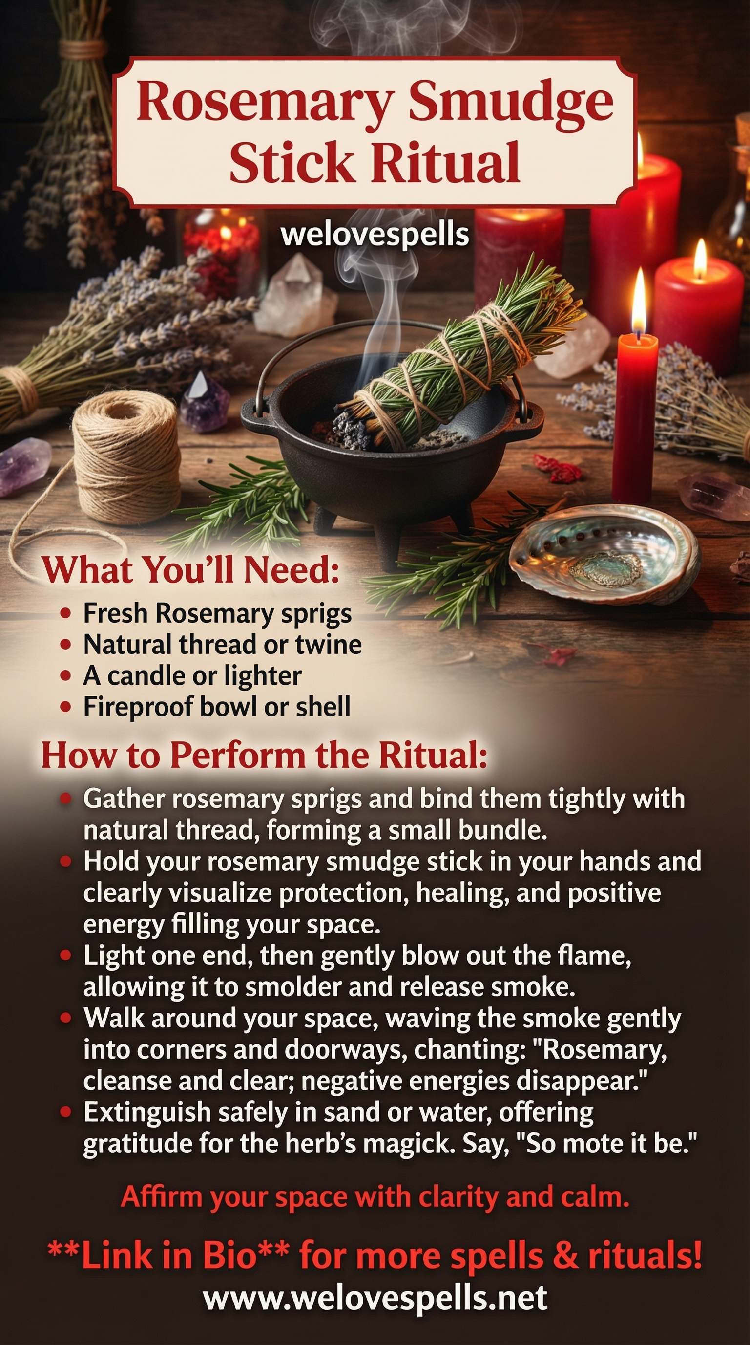 Using rosemary smudge stick for spiritual cleansing