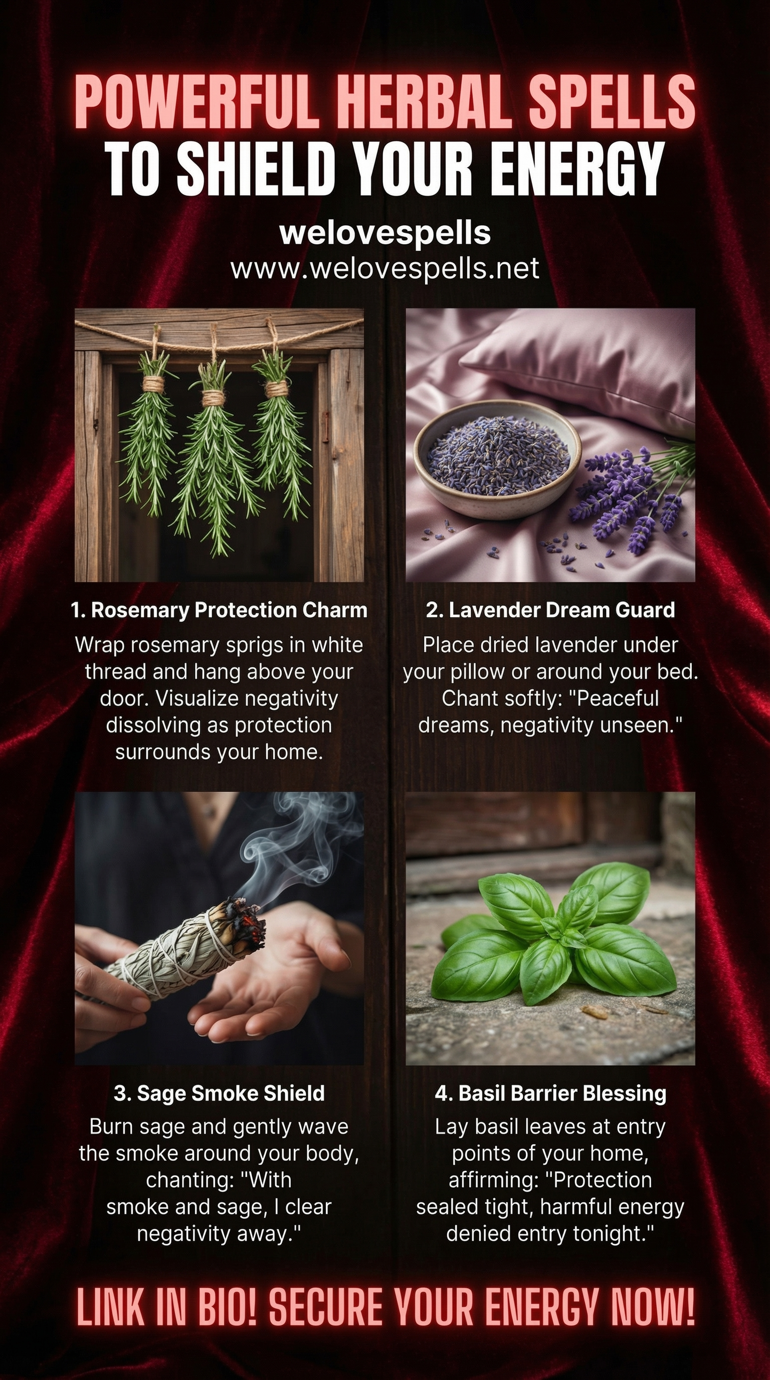 Green herbs used for energy protection spellwork