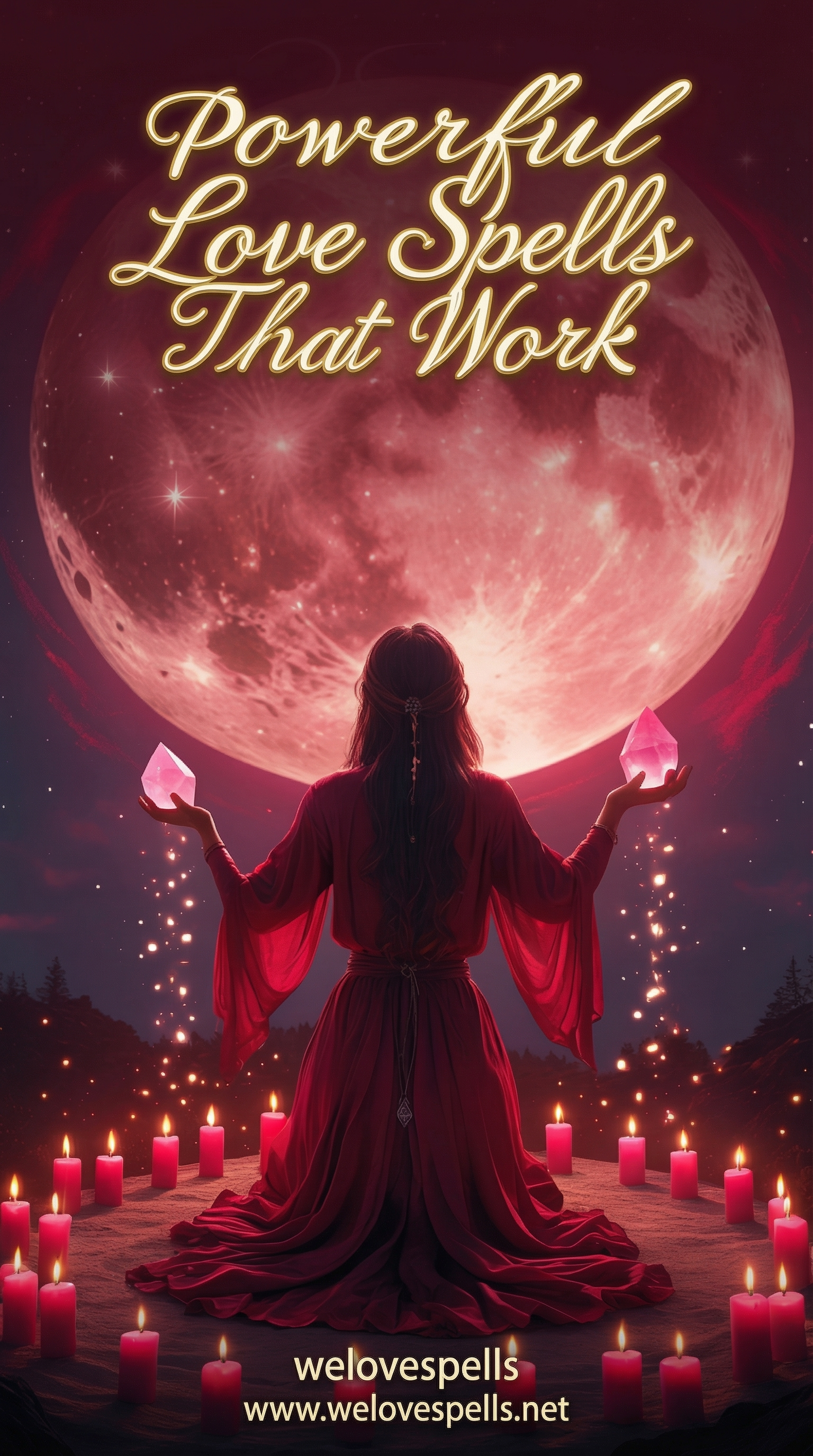 Spell caster performing love manifestation ritual