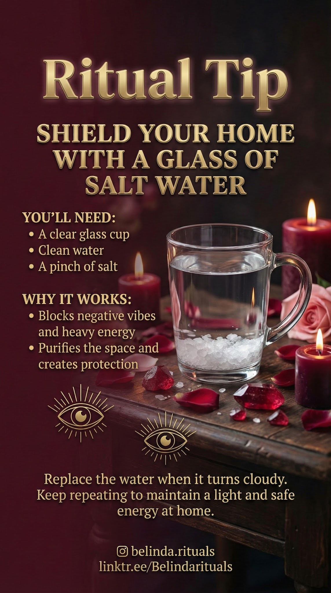 Salt water cleansing ritual for witch home protection