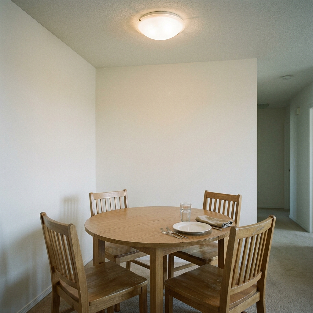 Стол без света сверху — половина атмосферы — как НЕ надо