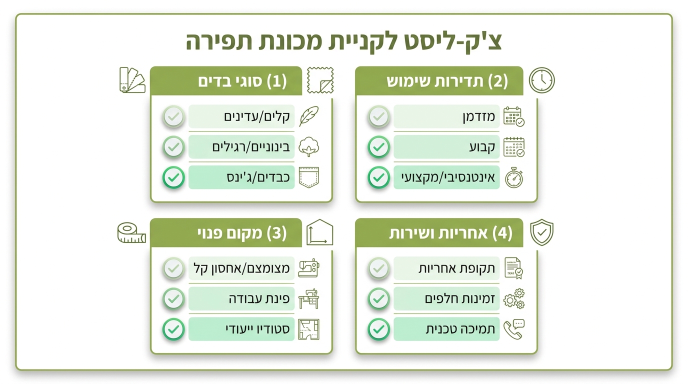 ידיים תופרות על מכונת תפירה - תפר ישר על בד כותנה