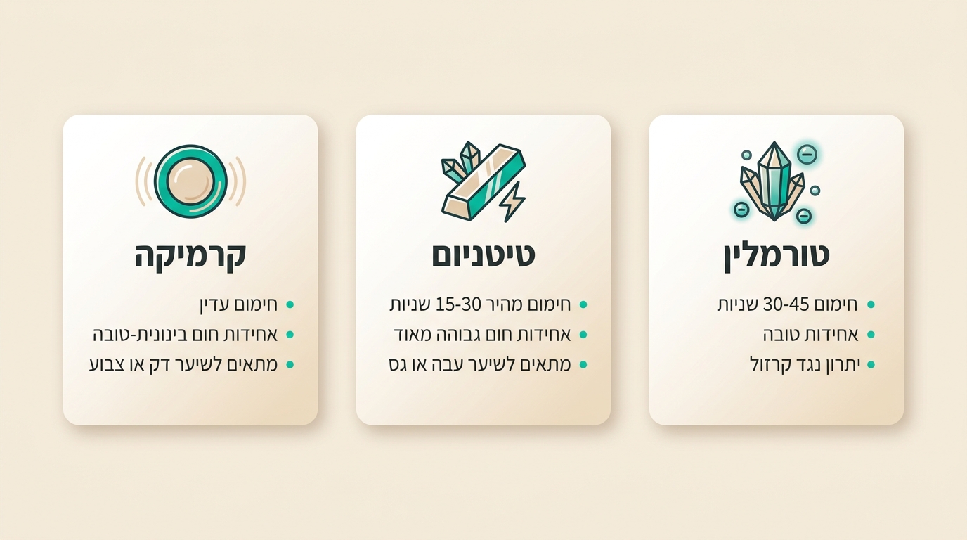 השוואה בין מחליק קרמי לטיטניום - סוגי ציפויים לפלטות שיער