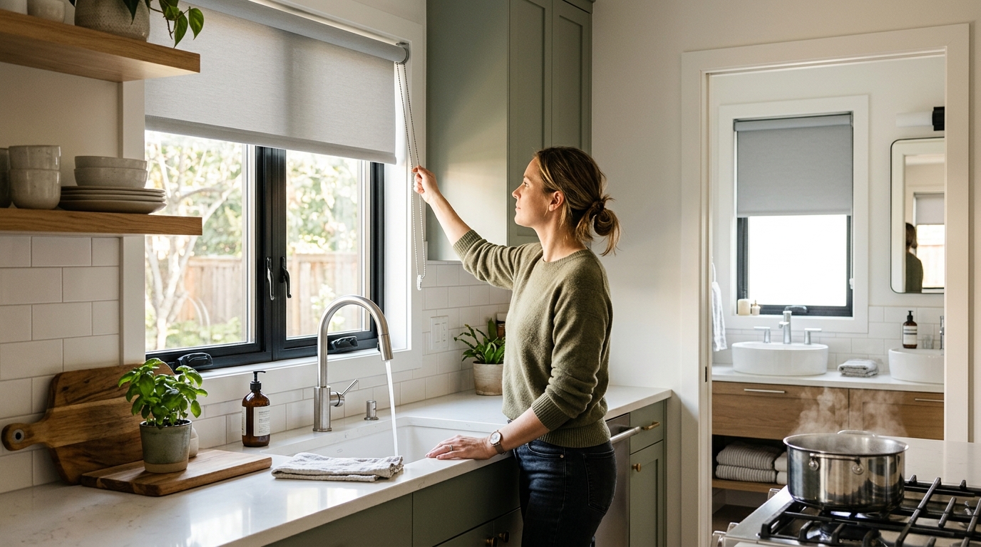 best window shades for each room — kitchen and bathroom shades