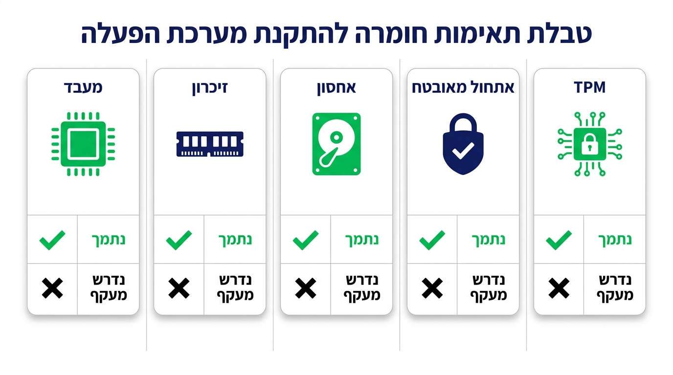 שבב TPM 2.0 ובדיקת תאימות ווינדוס 11