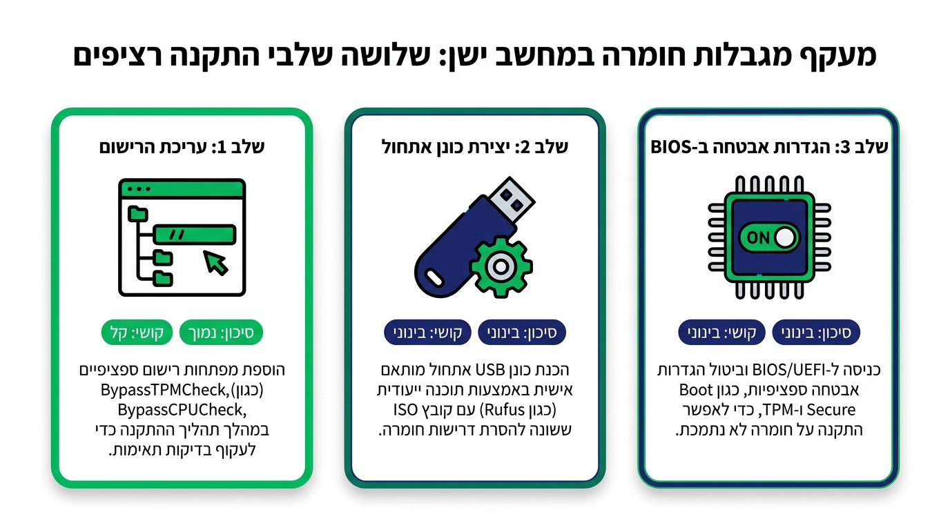 עקיפת TPM בהתקנת ווינדוס 11