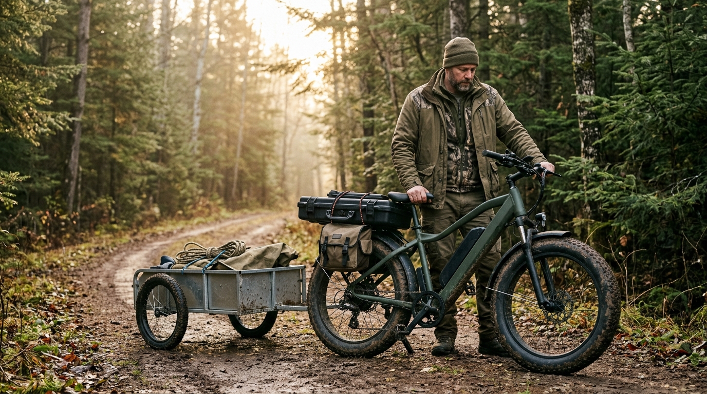 electric bike for deer hunting — cargo rack bags trailer