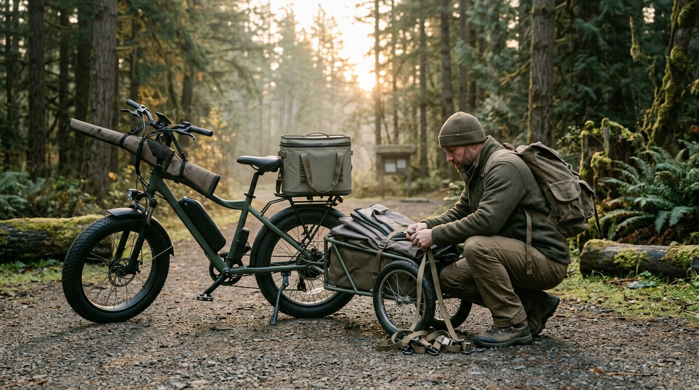 ebike hunting trailer — meat packing setup