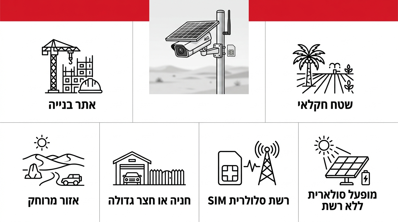 מצלמת אבטחה סולארית מותקנת בשטח חקלאי