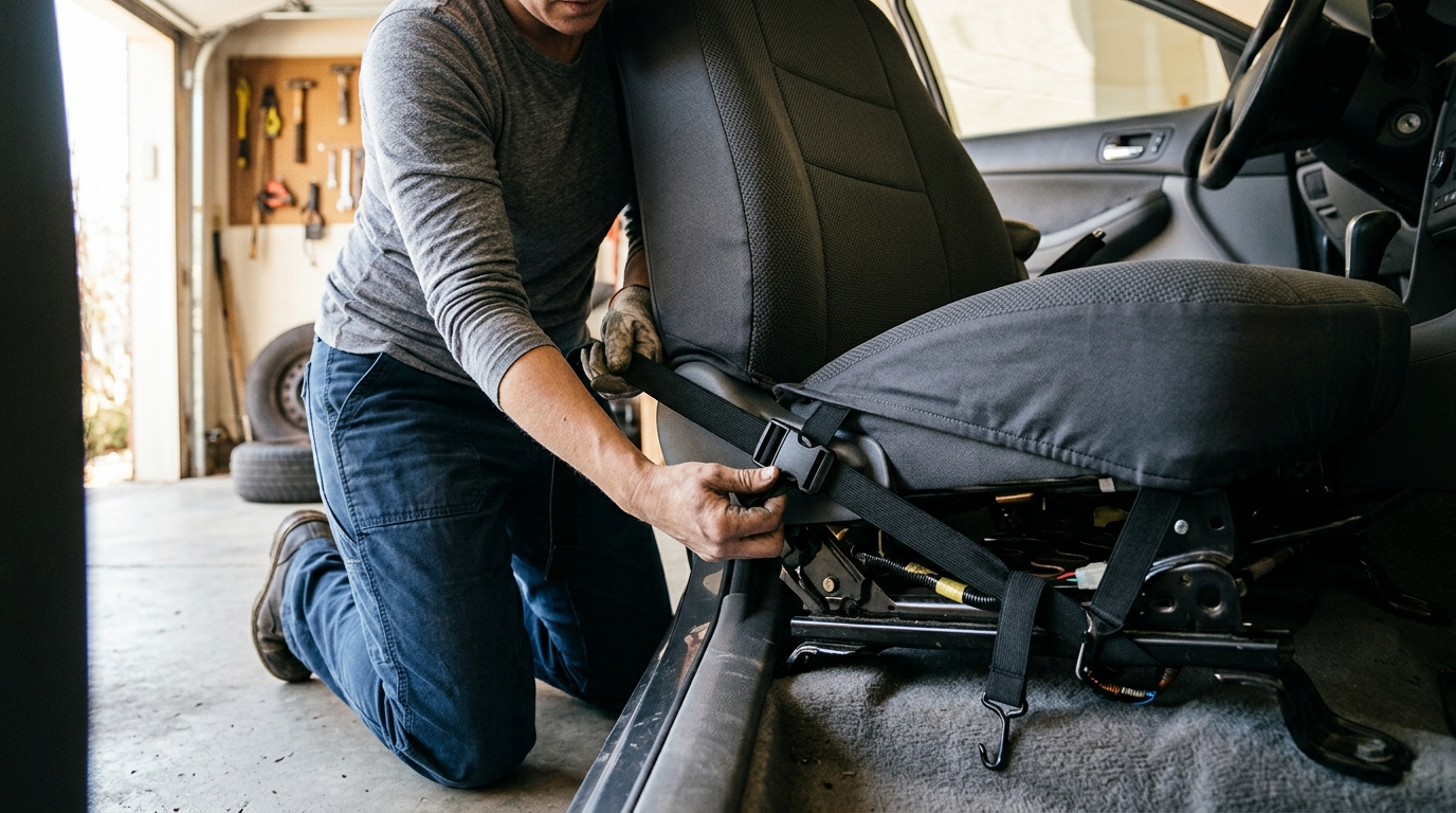 seat cover installation accessories — straps buckles and tension