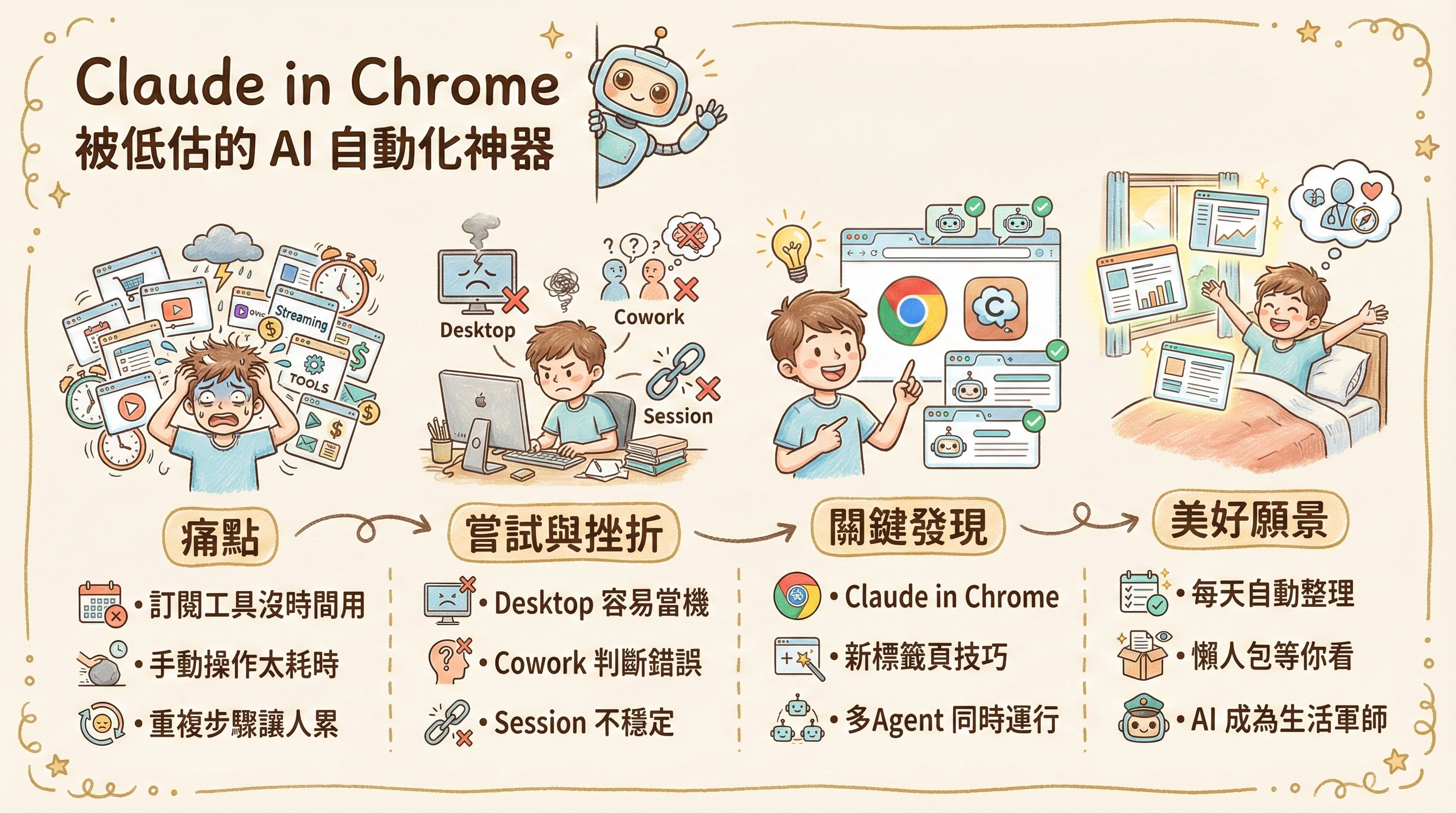 Claude in Chrome：最嚴重被低估的 AI 工具，它讓我實現了每天醒來就有懶人包可看的夢想