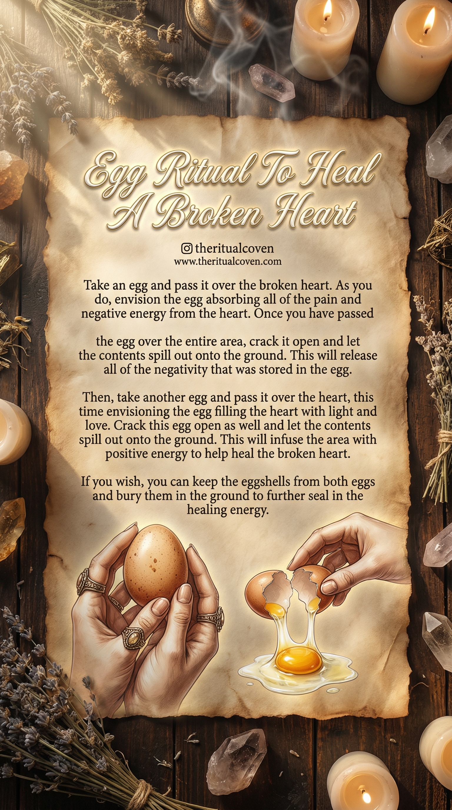 Spiritual egg cleansing glass reading after heartbreak ritual