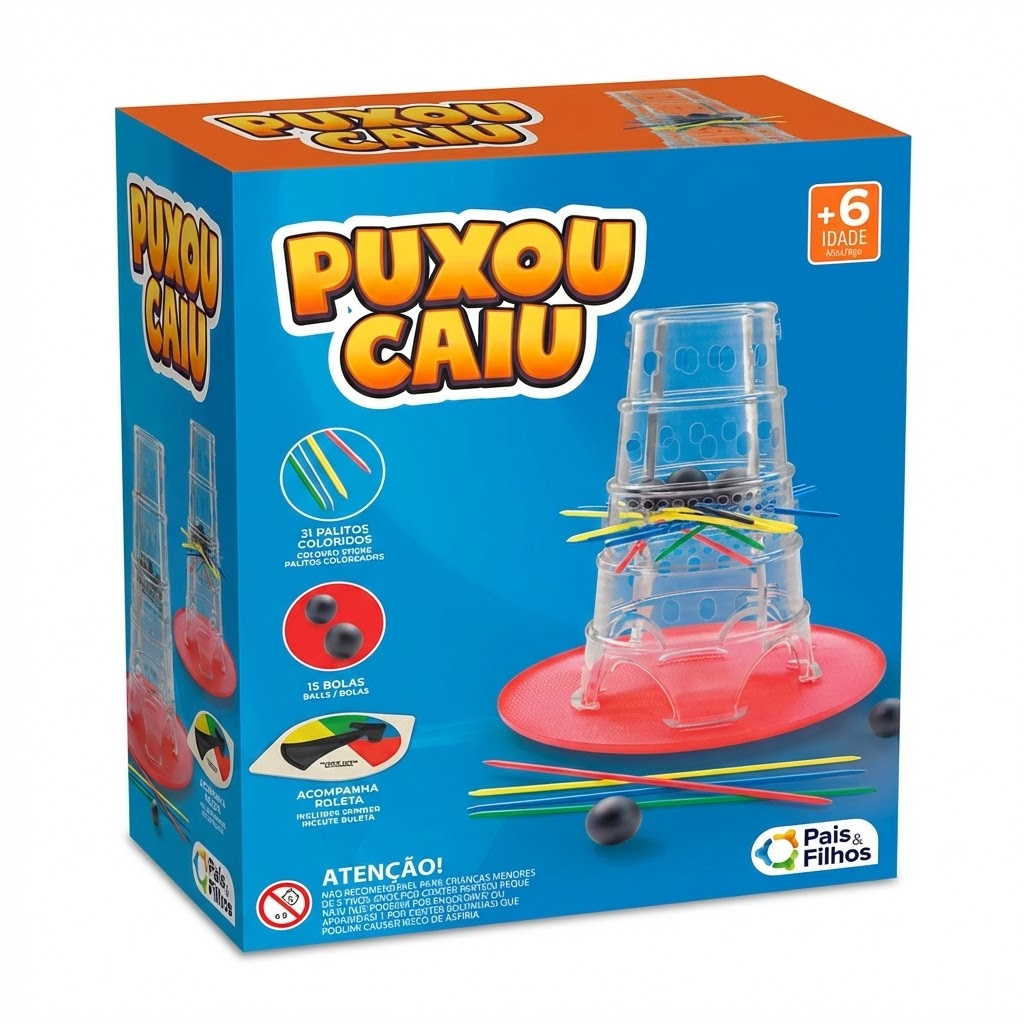 Voce e um fotografo profissional de e-commerce para Brasil. Use a imagem de referencia APENAS como referencia do PRODUTO (forma, proporcoes, textura, cores e acabamento). Nao copie o fundo/cenario da imagem de referencia. Preserve o produto fielmente. Nao redesenhe nem reinterprete o produto. Nao adicione nem remova partes do produto. Nao crie selos, badges, etiquetas ou elementos extras. Foto quadrada 1200x1200, ultra-realista, nitida, com iluminacao profissional e sombra natural. UMA FOTO UNICA, sem colagem, sem mosaico, sem multiplos quadros. Nao desenhe caixas de texto, banners ou placeholders; o texto sera aplicado depois. Sem pessoas, sem maos, sem textos gerados, sem marcas dagua, sem itens extras. Categoria: Brinquedos. : Pais & Filhos. Estilo do nicho: brinquedo, habilidade, palitos, infantil. Fundo branco puro #FFFFFF, iluminação neutra e foco técnico no produto sem elementos extras. Uso previsto: uso diario com praticidade. Inclua referências visuais a brinquedo, habilidade, palitos. Nicho: Infantil/Bebe. Visual leve e amigavel, cores suaves e aspecto seguro. Evitar: sem excesso de cores, sem personagens licenciados. Fundo branco puro #FFFFFF, padrao catalog