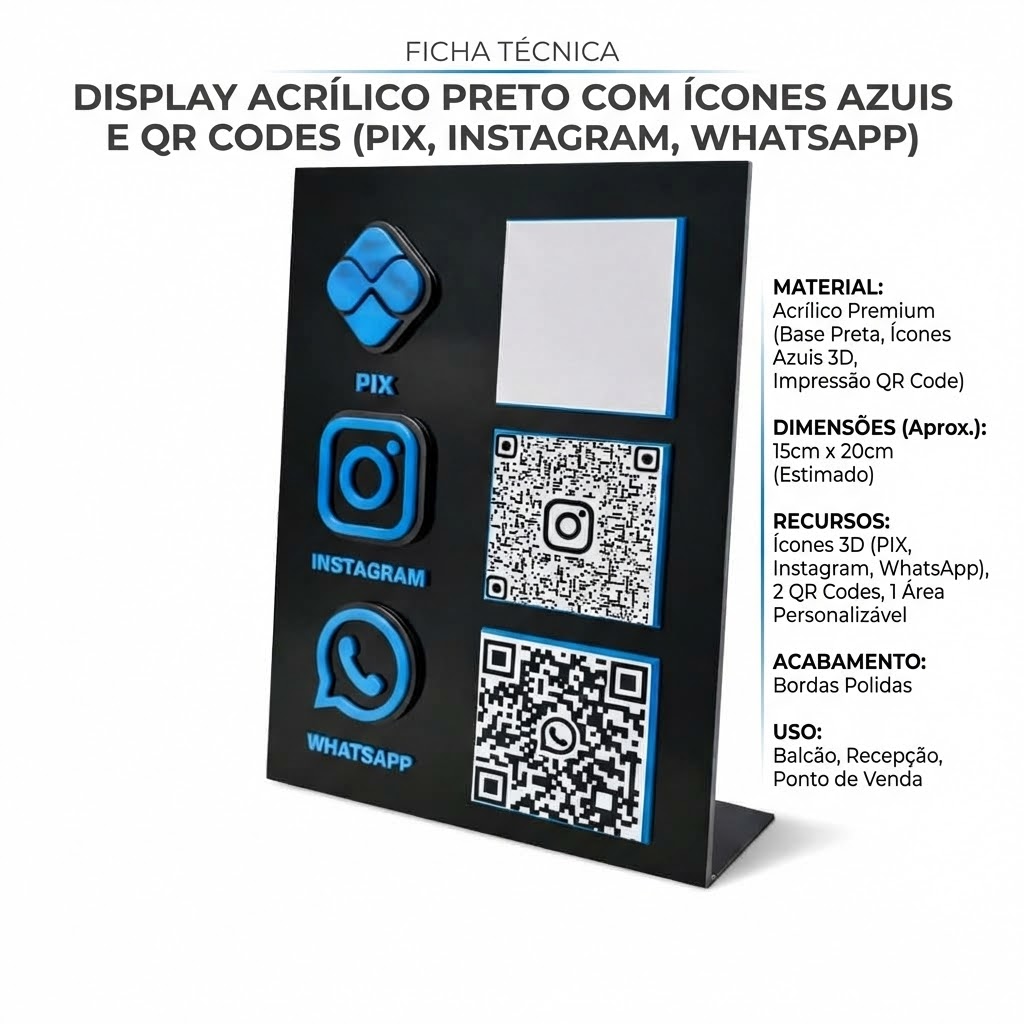 PROMPT MASTER - Ficha técnica no padrão . Saída OBRIGATÓRIA: 1 imagem única 1200x1200 pixels (exatamente 1200x1200, proporção 1:1). Profissional, bonita e legível no celular. Use a IMAGEM DE REFERÊNCIA como o produto exato. Preserve 100% forma, proporções, cor, textura e detalhes. Não redesenhar, não reinterpretar. DIMENSÃO: A imagem gerada deve ser exatamente 1200x1200 px (1:1). Padrão para galeria. PADRÃO / PROFISSIONAL:
- Uma única imagem 1:1, estética de anúncio premium: limpa, harmônica, com boa hierarquia visual e espaçamento generoso.
- Tipografia: sans-serif moderna, legível. Título da ficha discreto; nome do produto em destaque (negrito, maior).
- Cores: fundo branco #FFFFFF ou off-white. Texto escuro (preto/cinza escuro). Pode usar um acento sutil (linha, ícone) em uma cor só, se combinar com o produto. LAYOUT DA FICHA TÉCNICA (obrigatório):
1. TOPO: "FICHA TÉCNICA" em fonte pequena e discreta. abaixo, NOME DO PRODUTO em fonte grande e em destaque (negrito).
2. PRODUTO: Em destaque (direita ou centro), grande, com sombra suave e natural. Fundo branco/off-white. Produto idêntico à imagem de referência.
3. ESPECIFICAÇÕES: Lista vertical ao lado d