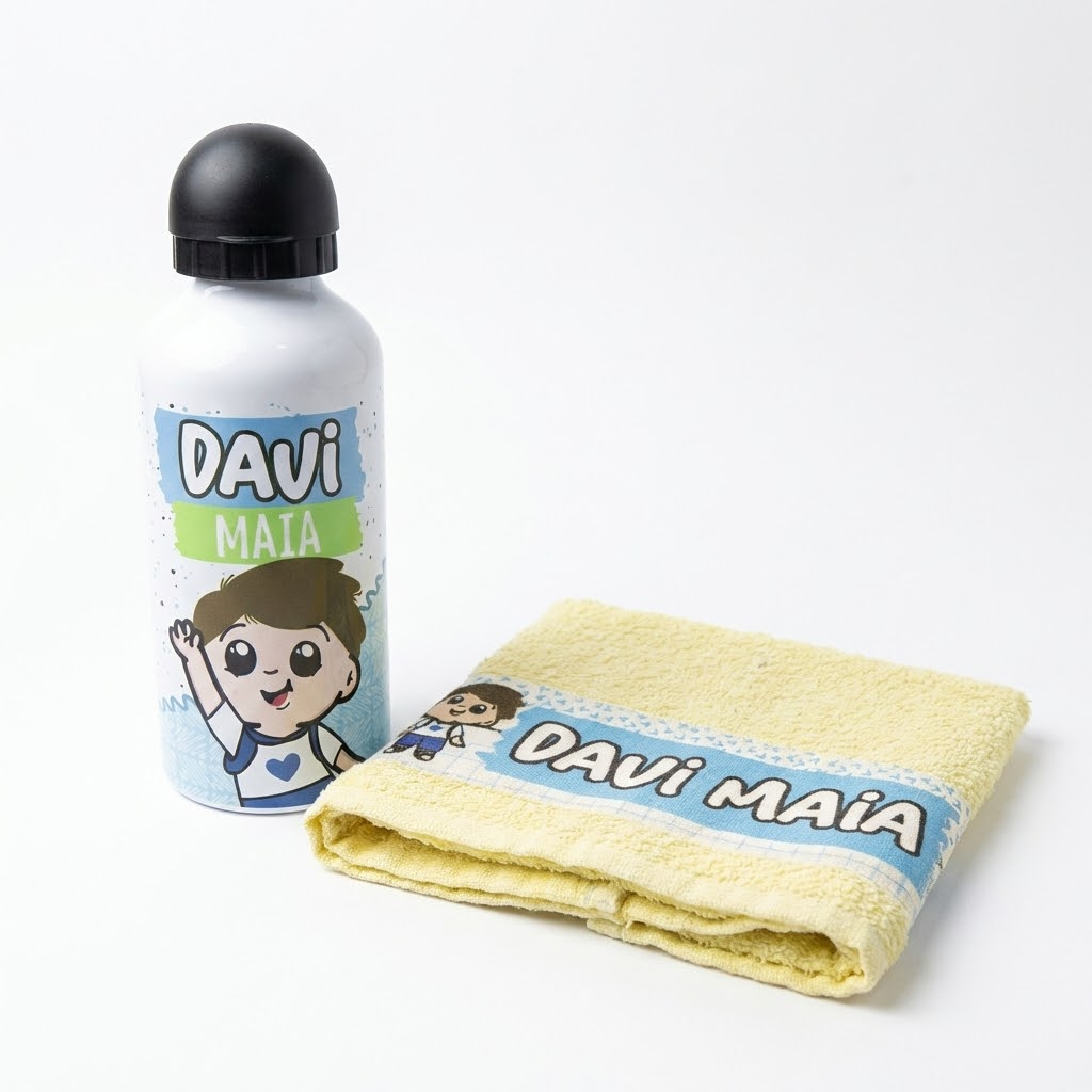 Voce e um fotografo profissional de e-commerce para Brasil. Use a imagem de referencia APENAS como referencia do PRODUTO (forma, proporcoes, textura, cores e acabamento). Nao copie o fundo/cenario da imagem de referencia. Preserve o produto fielmente. Nao redesenhe nem reinterprete o produto. Nao adicione nem remova partes do produto. Nao crie selos, badges, etiquetas ou elementos extras. Foto quadrada 1200x1200, ultra-realista, nitida, com iluminacao profissional e sombra natural. UMA FOTO UNICA, sem colagem, sem mosaico, sem multiplos quadros. Nao desenhe caixas de texto, banners ou placeholders; o texto sera aplicado depois. Sem pessoas, sem maos, sem textos gerados, sem marcas dagua, sem itens extras. Categoria: Infantil. Paleta: amarelo e azul. Estilo do nicho: garrafa, infantil, toalha. Fundo branco puro #FFFFFF, iluminação neutra e foco técnico no produto sem elementos extras. Uso previsto: uso diario com praticidade. Paleta próxima a amarelo e azul. Inclua referências visuais a garrafa, infantil, toalha. Nicho: Infantil/Bebe. Visual leve e amigavel, cores suaves e aspecto seguro. Evitar: sem excesso de cores, sem personagens licenciados. Fundo branco puro #FFFFFF, p