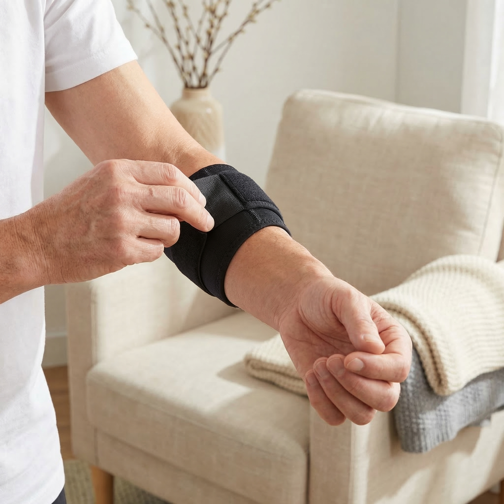 左右兼用ブラック肘サポーターの使用方法
