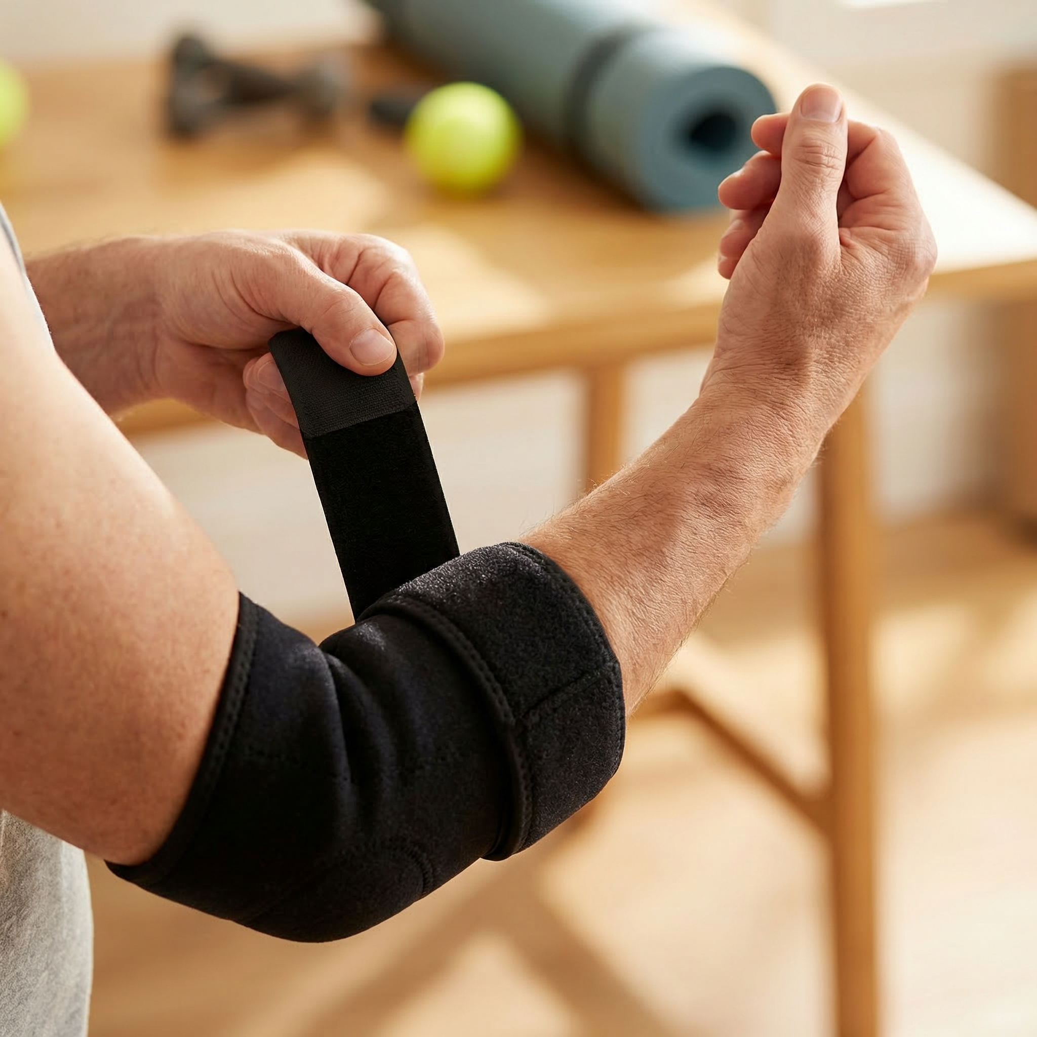 ブラック肘サポーターの特徴説明図