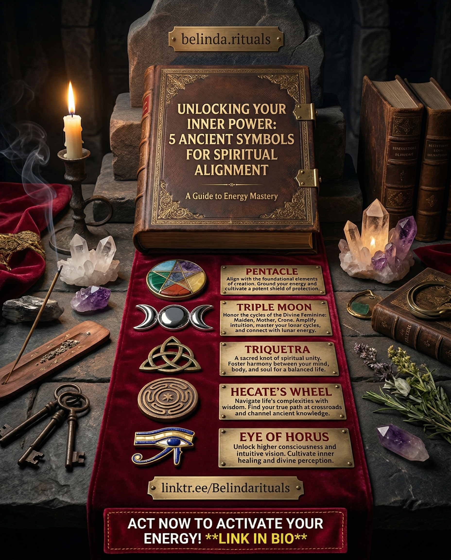 Ancient sacred symbols with mystical meanings