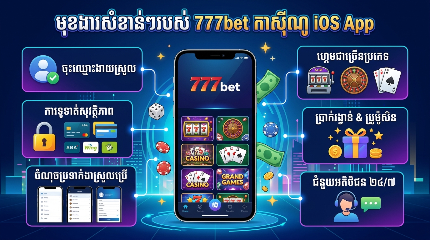 មុខងារសំខាន់ៗរបស់ 777bet កាស៊ីណូ iOS App