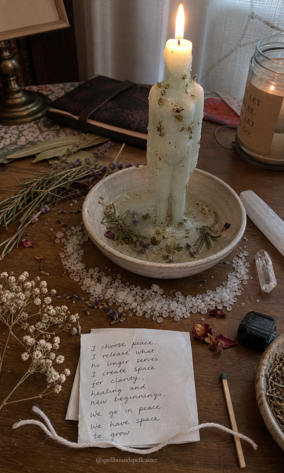 Symbolic setting for a separation and space ritual focused on clarity and healing
