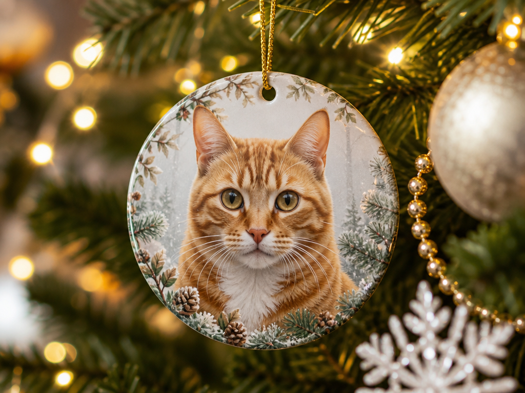 Custom Cat Christmas Ornament From Photo styled product photo
