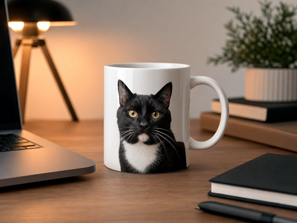 Personalized Cat Dad Mug From Photo styled product photo
