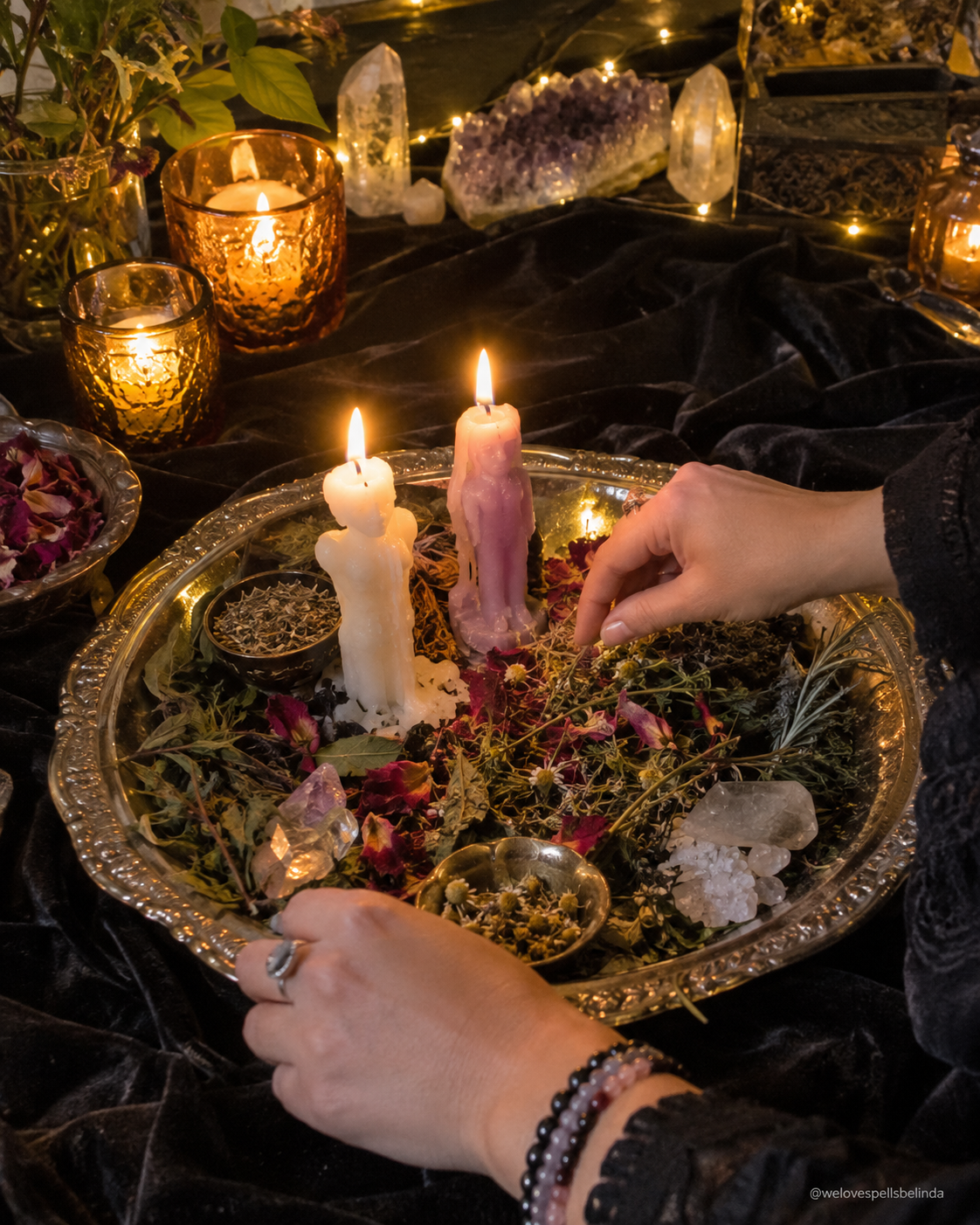 Symbolic setting for a peaceful home energy cleansing ritual