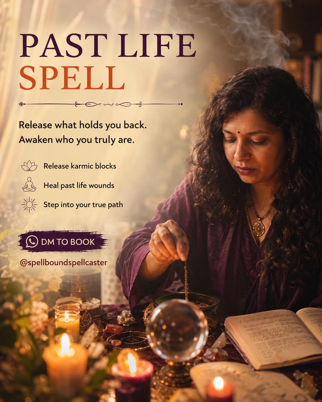 Ritual-themed image inspired by a past life spell for healing and self-discovery
