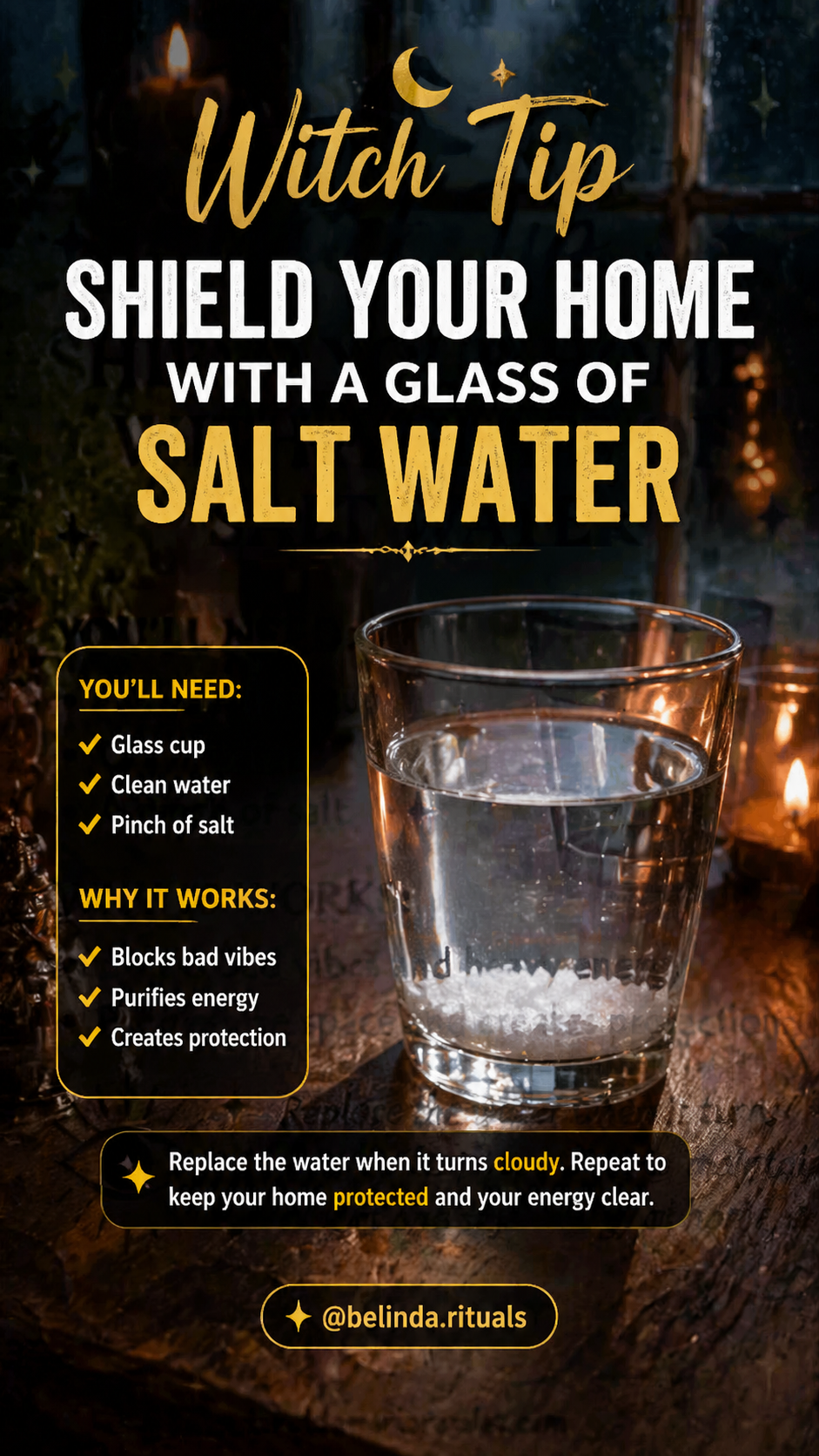 Spiritual home cleansing and protection with salt water ritual