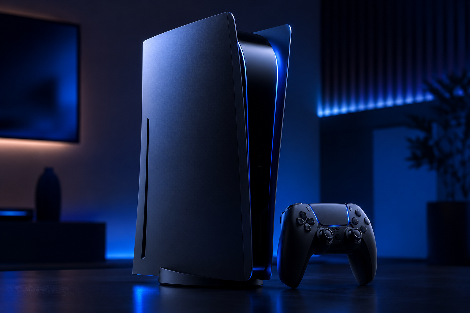 Next-gen console, futuristic silhouette