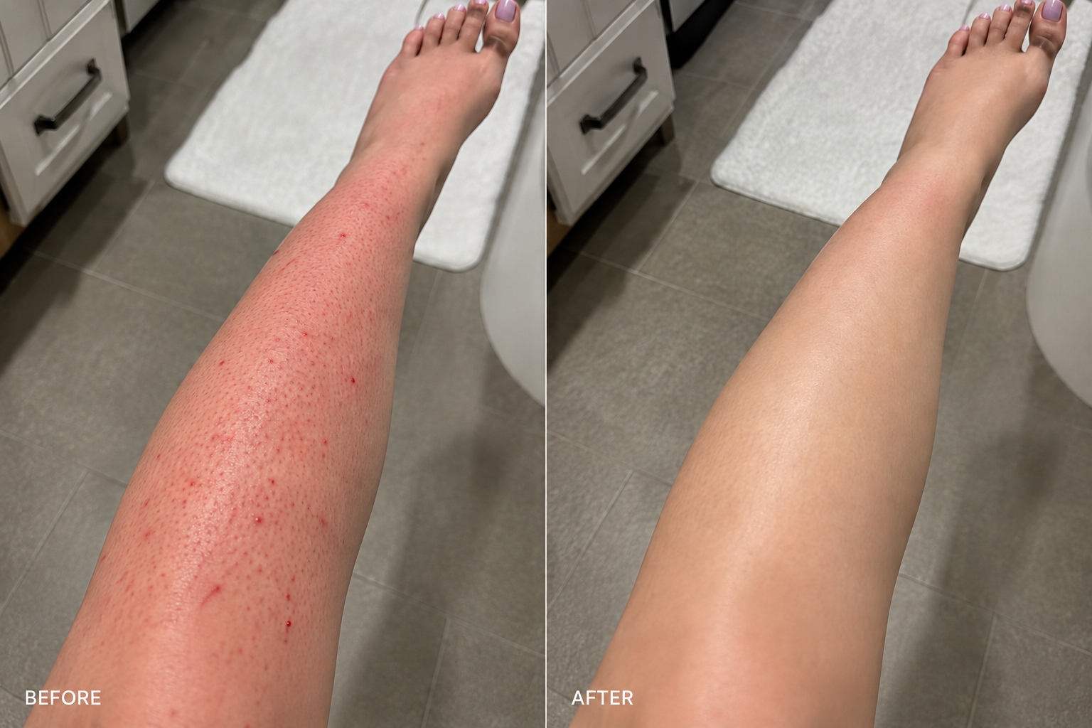 Same leg, before and after using the Mineral