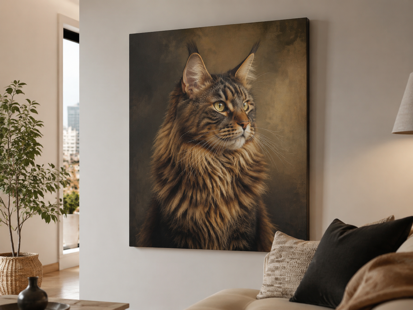 Custom Cat Portrait Canvas From Photo styled product photo