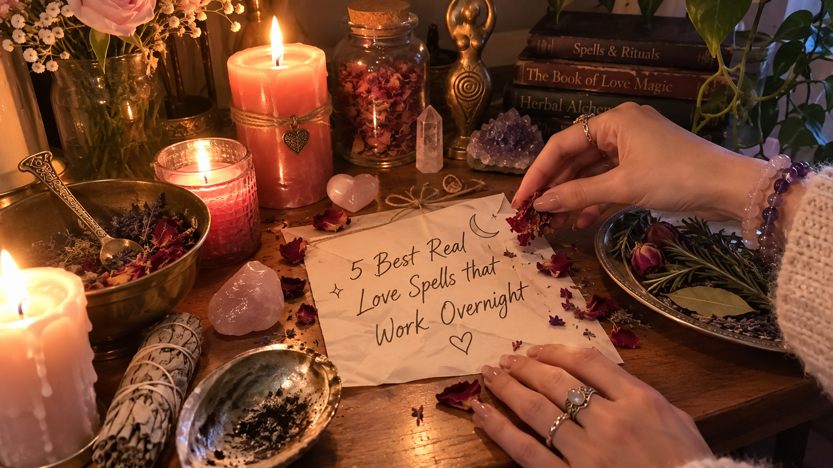 5 best real love spells that work overnight, with candles, crystals, and ritual items for attracting true love quickly