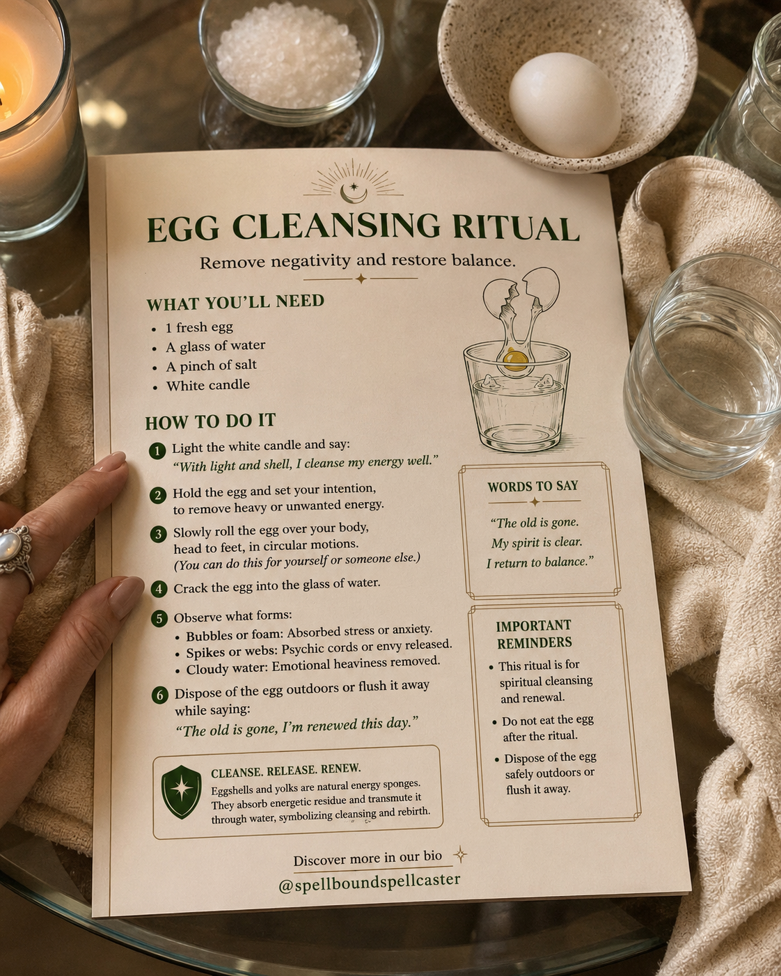 Ritual-themed image inspired by an egg cleansing ritual for energy reset
