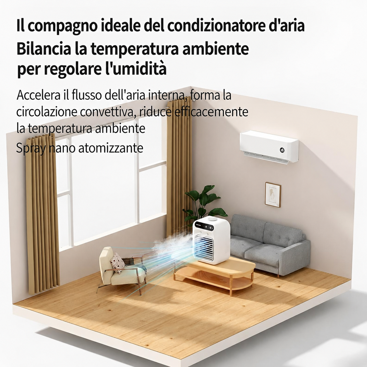 Ventilatore Condizionatore d'Aria Portatile da Tavolo