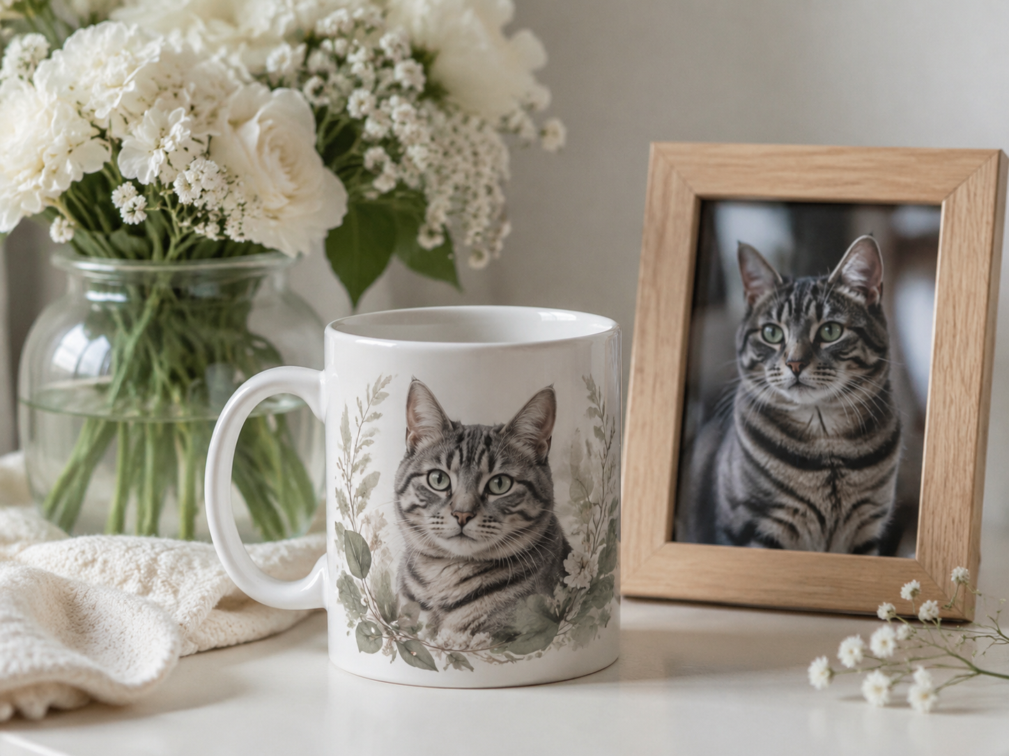 Custom Cat Memorial Mug From Photo styled product photo
