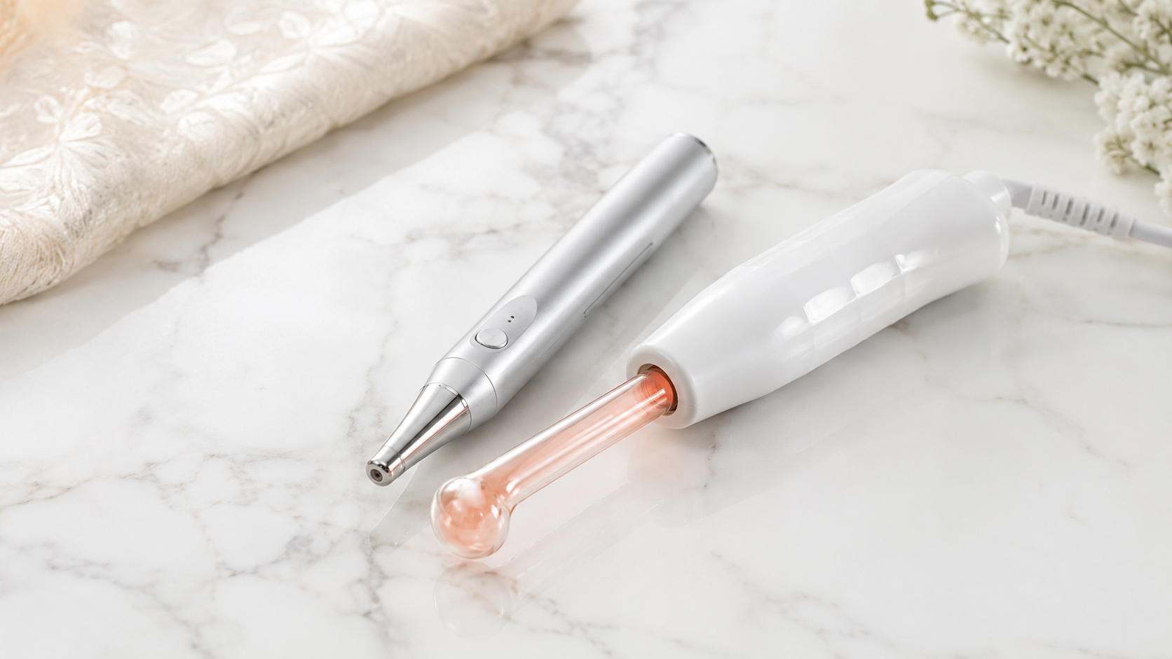 Side-by-side comparison of ion wand and high-frequency wand devices
