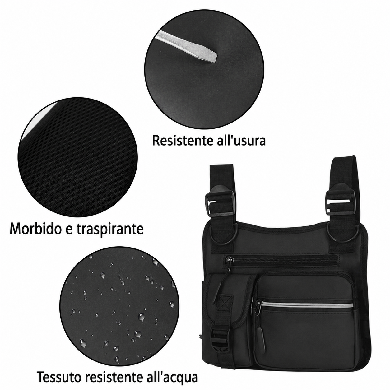Zaino petto per stile di vita attivo, ideale per sport e viaggi