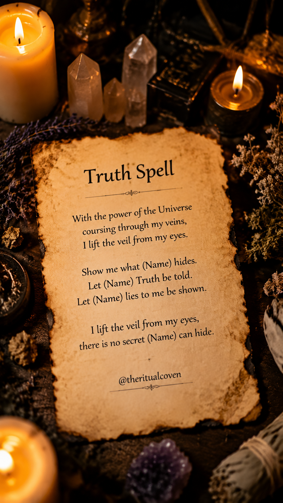 Spiritual honesty ritual altar for revealing hidden truths and clarity