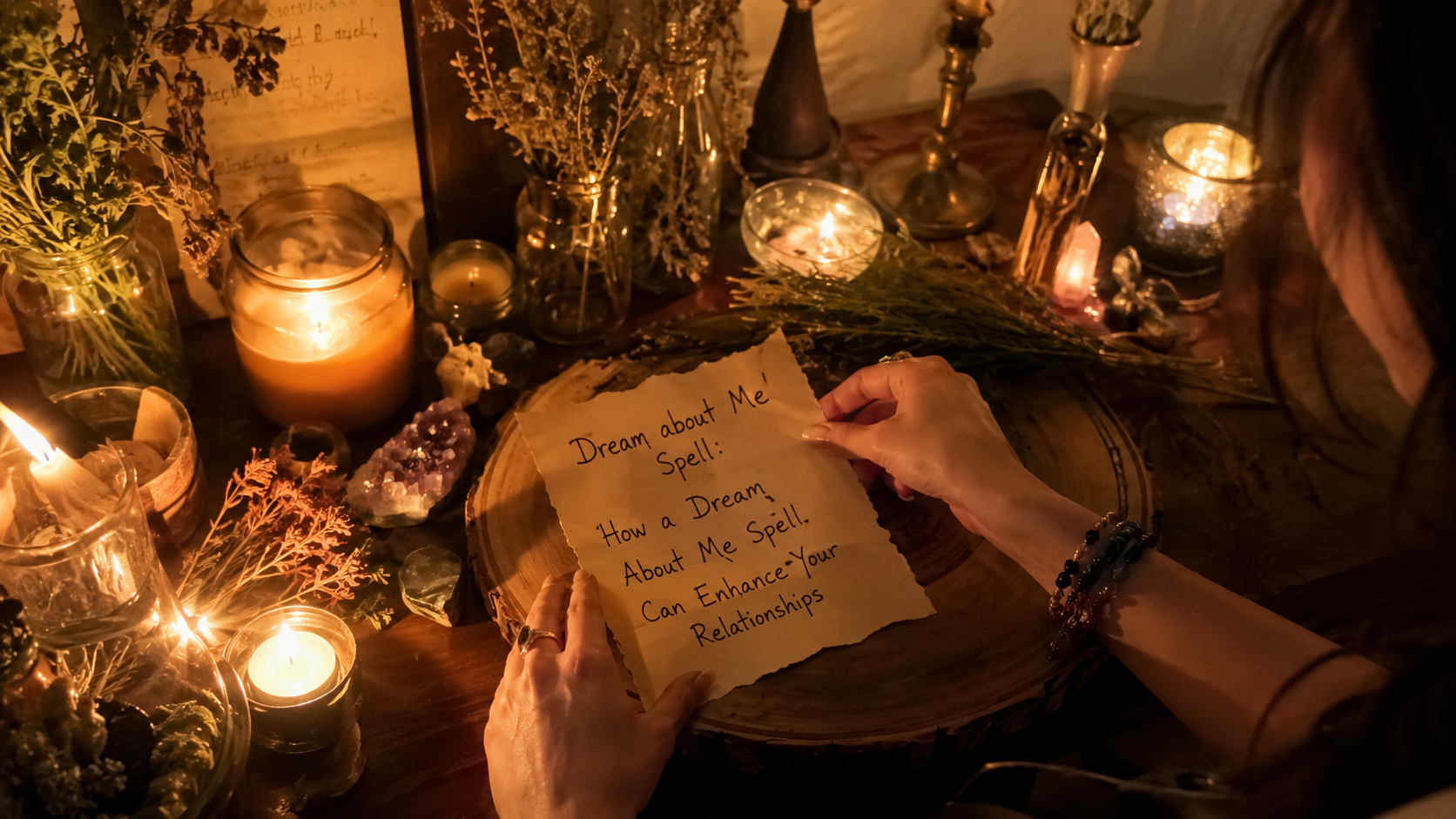 Dream about me spell candles and crystals set a romantic mood to enhance relationships and deepen emotional connection
