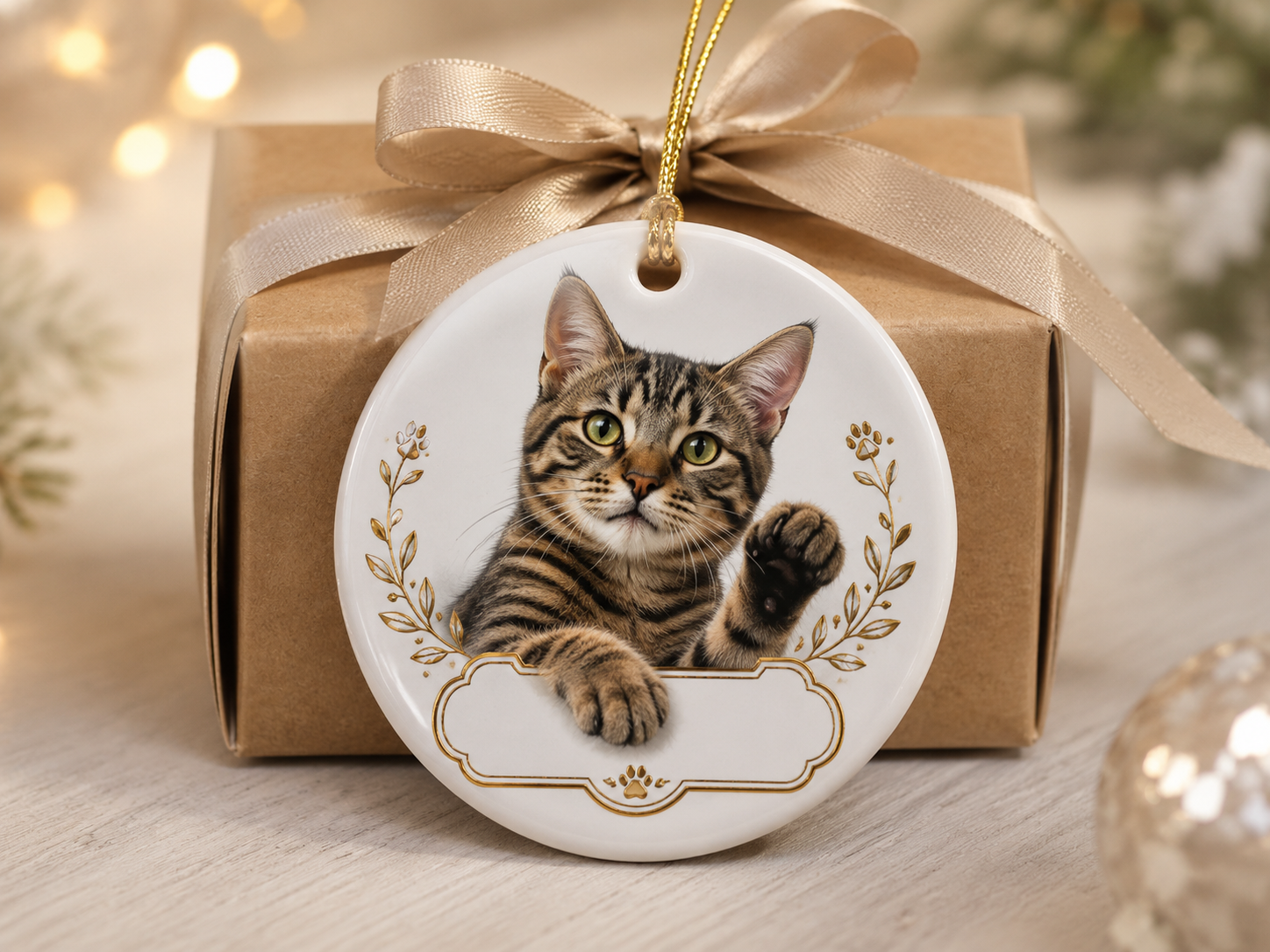 Personalized Cat Name Ornament styled product photo