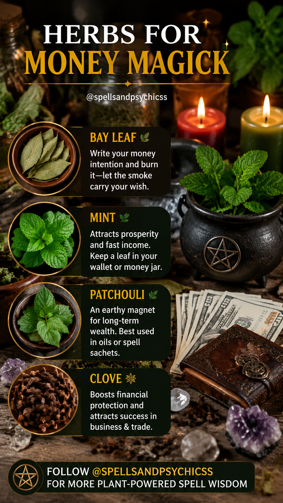 Prosperity herbs used in rituals for wealth manifestation