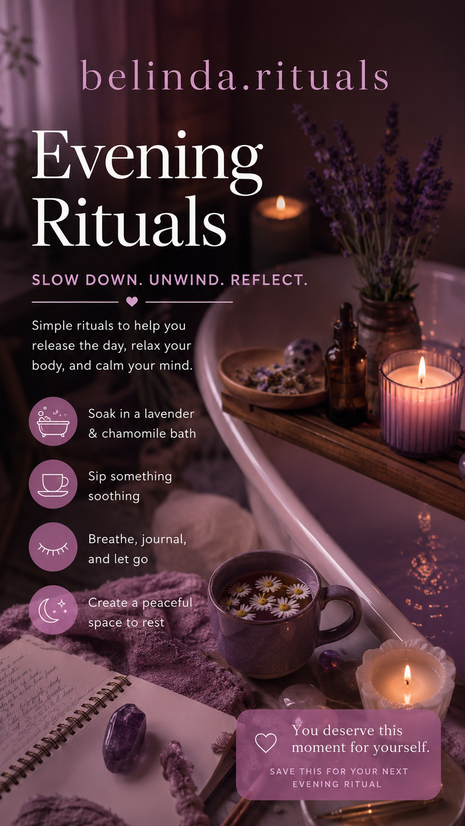 Evening self-care meditation and calming atmosphere